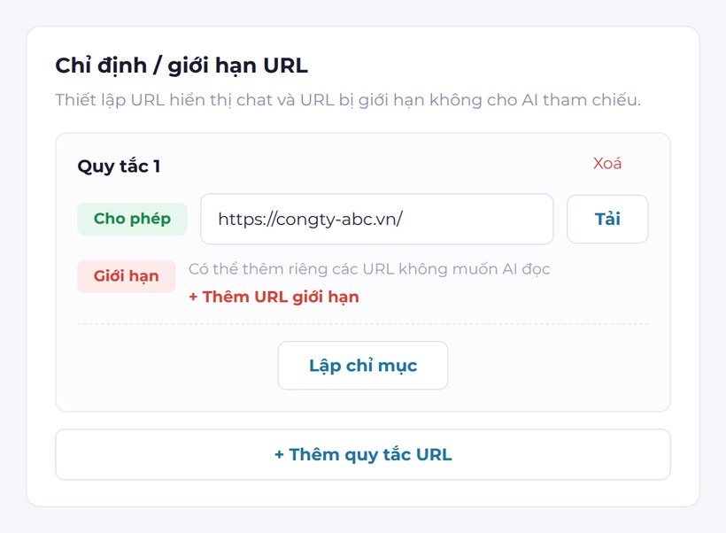 Chỉ định / giới hạn URL
